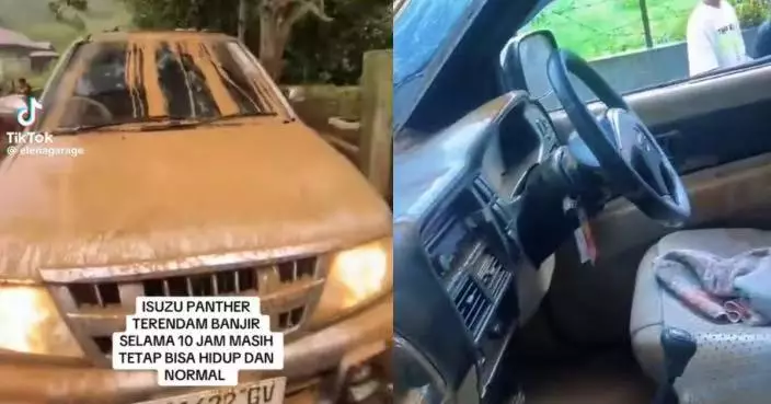 泥水中浸泡逾10小時 印尼越野休旅車被泥沙覆蓋面目全非仍能發動