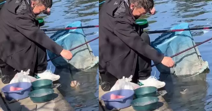 內地收費釣魚池現神奇一幕 醒目魚不吃誘餌張嘴直接向釣客討食