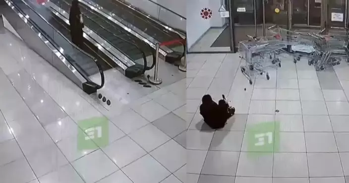 清潔工移動失手 俄超市大量推車沿扶手電梯滑落 撞飛閃避不及女顧客