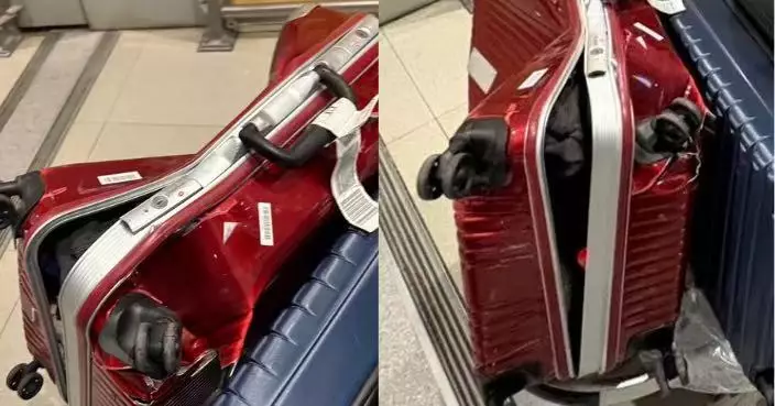 托運行李慘變「廢鐵」 外國旅客領回行李箱驚見外殼被擠爆凹陷似被碾過