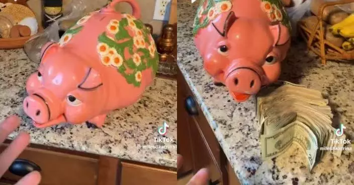 花86蚊買二手「豬撲滿」 美國女回家打開驚見整捆鈔票淨賺1.6萬