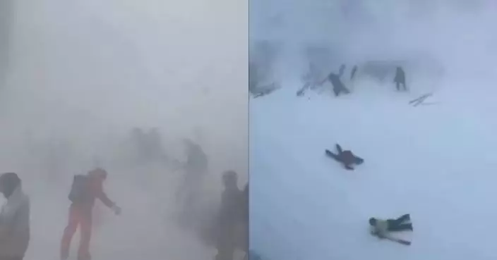 北海道遭強烈暴風雪侵襲 滑雪場遊客難站立被迫匍匐前行