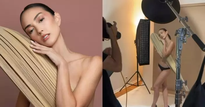 Jessica C. 黑色丁字褲影寫真 僅以樹葉遮擋警鐘胸