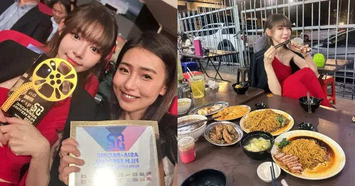 「大馬女神」林明禎獲頒「FPA最具潛力藝人獎」 性感晚裝孖家姐歎大排檔慶功