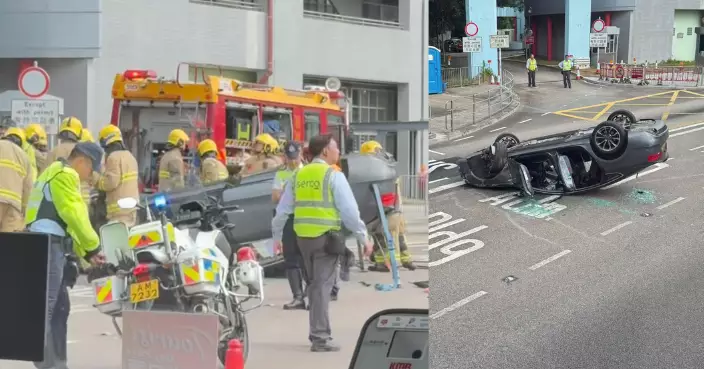 城門隧道公路私家車撞壆四輪朝天 司機獲救後拒送院