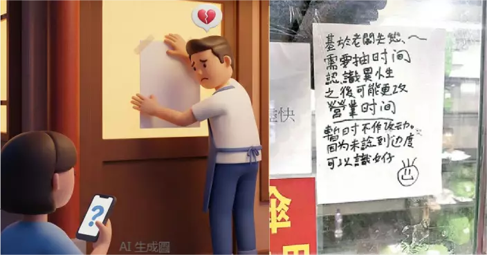 老闆失戀貼告示調整營業時間　一句「認識異小生」變文字謎題　