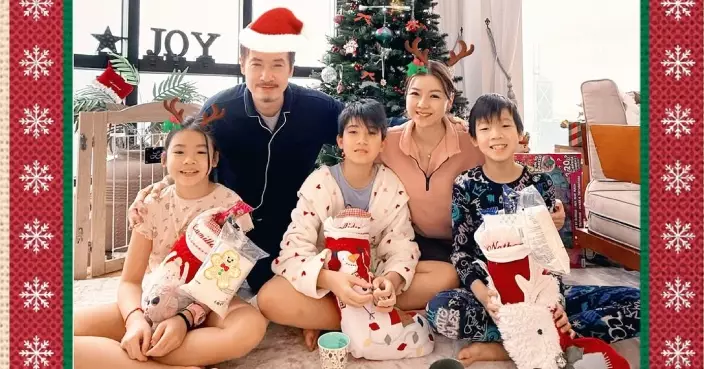 陳豪子女一人一隻聖誕禮「襪」 陳茵媺貼全家福一家五口歡度佳節