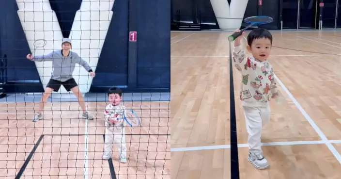 林奕匡聖誕節帶囝囝打羽毛 「大力仔」Darrien堅持拎成人球拍