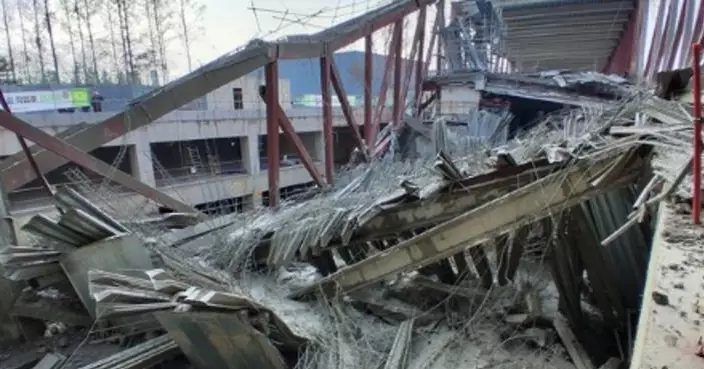 韓國光州圖書館工地坍塌 　兩名工人被困