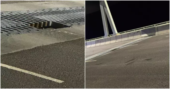 港珠澳大橋路面疑有鐵板剝落　多輛私家車爆胎有女子不適送院