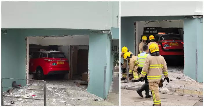 秀茂坪的士失控撞欄剷行人路衝入學校　6旬女司機清醒送院