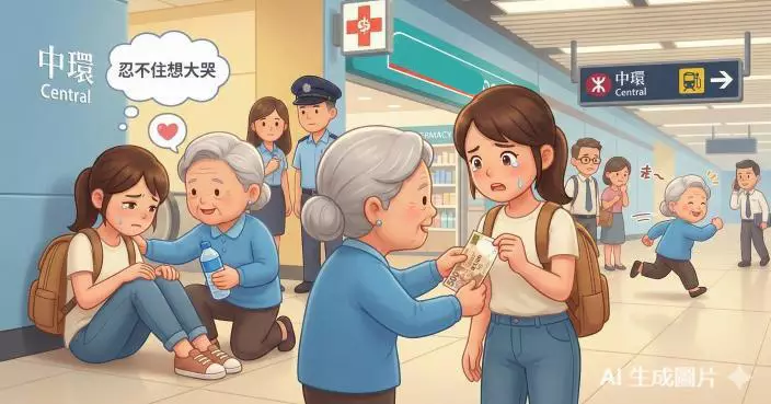 內地女生中環地鐵突發不適 藍衫阿婆陪足50分鐘 塞500元後離開