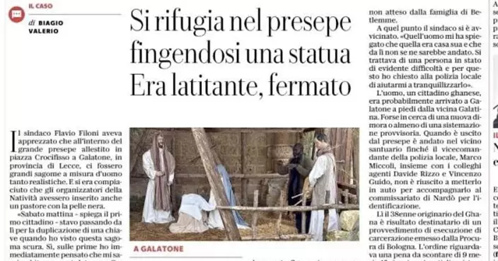 聖誕佈景藏活人！意大利逃犯扮雕像躲耶穌降生場景　市長機警揭穿偽裝