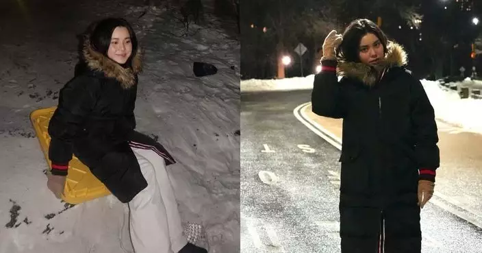 姚焯菲紐約暴風雪後遊中央公園 面頰凍紅粉絲叮囑保暖