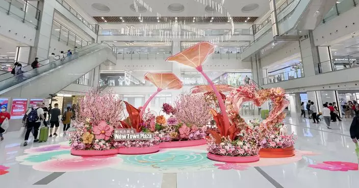 沙田新城市廣場以四時之花「花開結緣・風生水起」 祈緣打卡區    沉浸式體驗360度漫天飛花