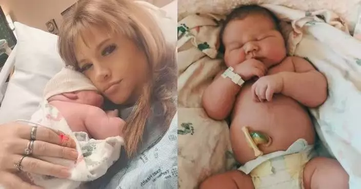 美單親媽開刀誕近13磅巨嬰 體型約普通新生兒兩倍似「小相撲手」