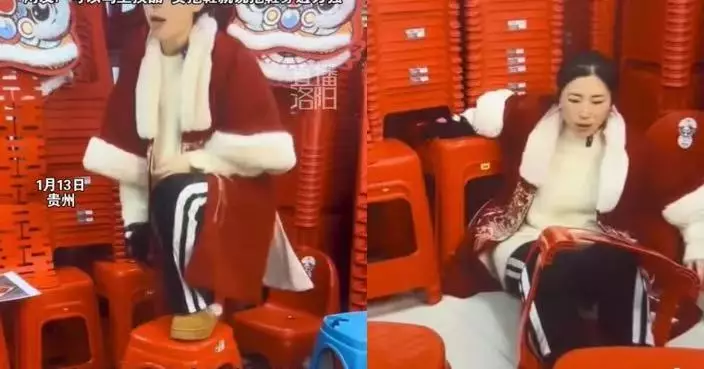 直播踩凳測試承重力「翻車」 內地女直播踩裂凳子摔倒意外帶火產品