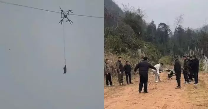 川村民違規用無人機吊運180KG活豬 誤掛高壓線致全村停電10小時