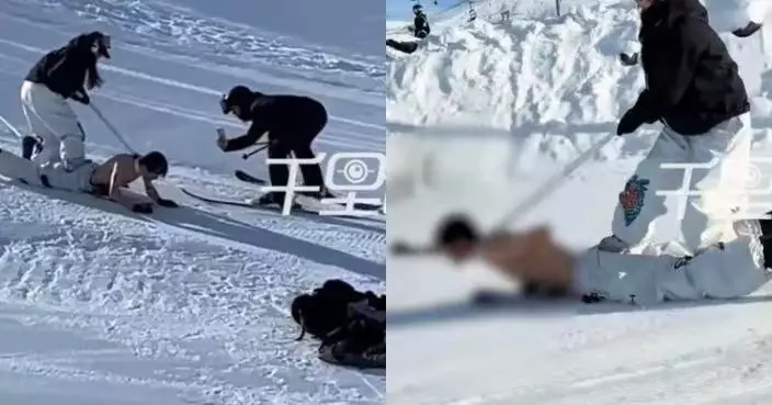 新疆滑雪場現「拴脖遛人」女子牽繩拖赤裸男滑行遭轟危險又不雅