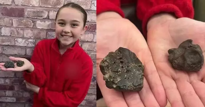 英女童海灘拾獲外型奇特「石頭」 專家鑑定證：45億年隕石古老過地球