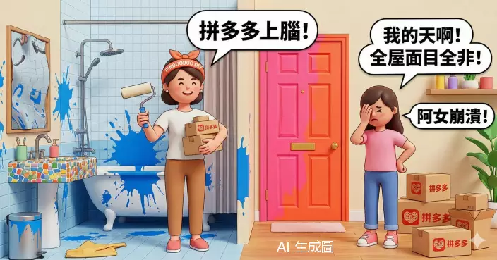 港媽「拼多多」自購材料裝修 馬賽克廁所配粉橙色大門 全屋面目全非