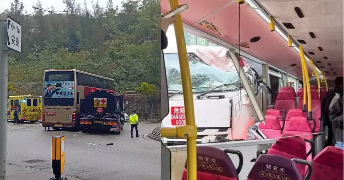 巴士秀茂坪與運油車相撞 車身凹陷座位移位 3人輕傷送院治理