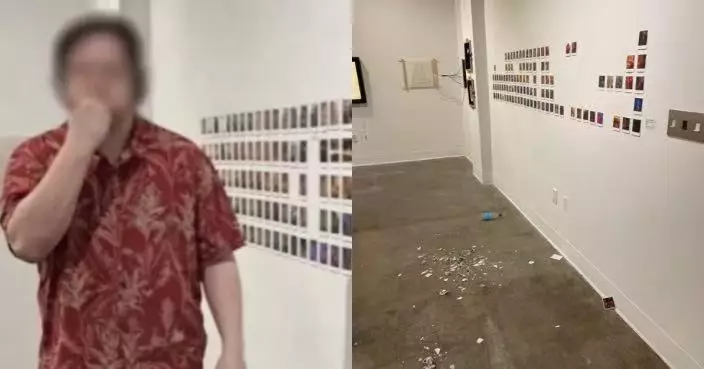 疑不滿AI生成藝術 美男大生藝術展現場撕毀作品狂吞57張照片抗議被捕