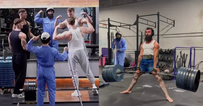 扮普通清潔工突單手舉槓鈴震驚健身者 烏克蘭舉重高手憑惡搞影片爆紅全球