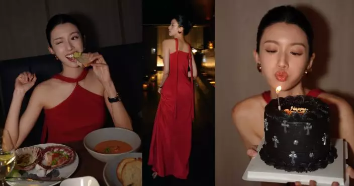 蔡思貝紅裙賀35歲生日 晒香肩貴氣慶生