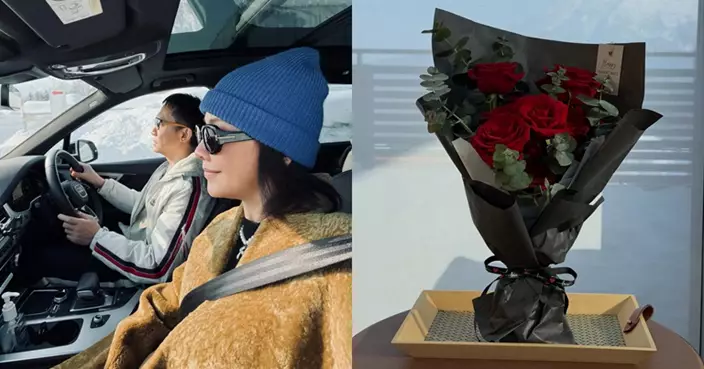 梁朝偉雪國揸車送驚喜 劉嘉玲收大束玫瑰甜笑放閃