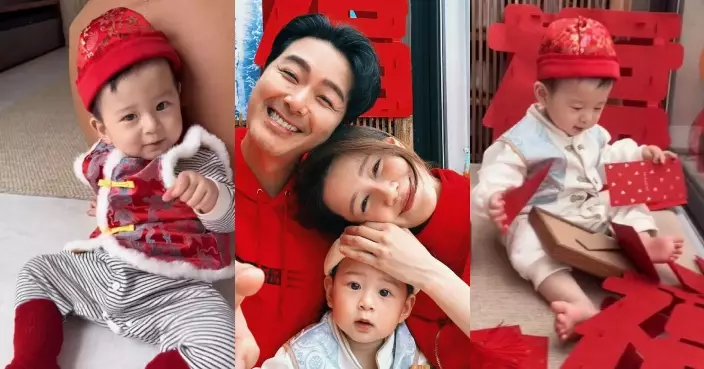 黃翠如蕭正楠偕囝囝向大家拜年 11個月大蕭哈哈精靈又可愛