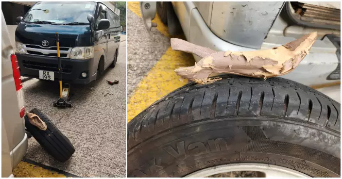 爆胎奇聞！貨車輾高踭鞋拮穿車胎 網民：可能係全球首宗