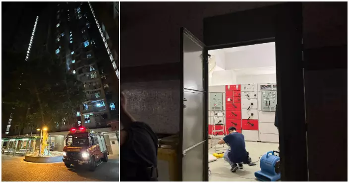 房屋署:葵涌邨夏葵樓電力凌晨1時半回復正常 料喉管滲水令電機房短路