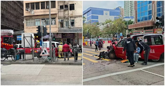 油麻地有私家車與的士相撞　6人傷送院