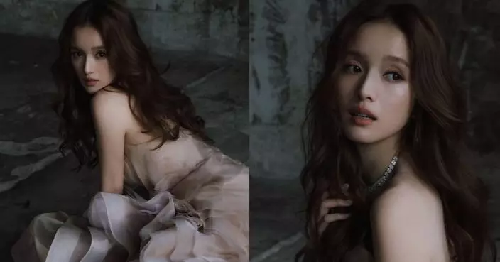 鄺潔楹晒仙氣長裙照 若隱若現晒白滑玉背