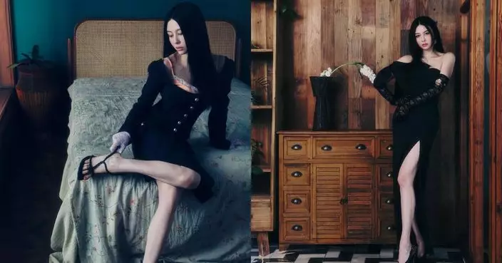 邱淑貞大女沈月晒性感「床照」 粉色喱士內衣騷豐滿身材