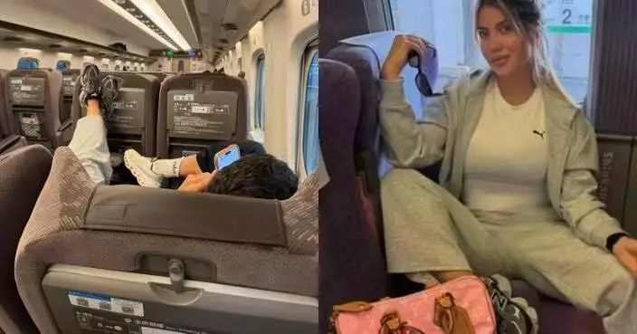 外籍乘客日本搭列車遭目擊高聲講電話踩椅背 眼利網民揭身份疑是阿根廷名模