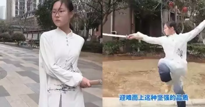 6歲學跆拳道11歲轉傳統武術 武漢14歲少女拍片教刀劍棍術動作行雲流水走紅