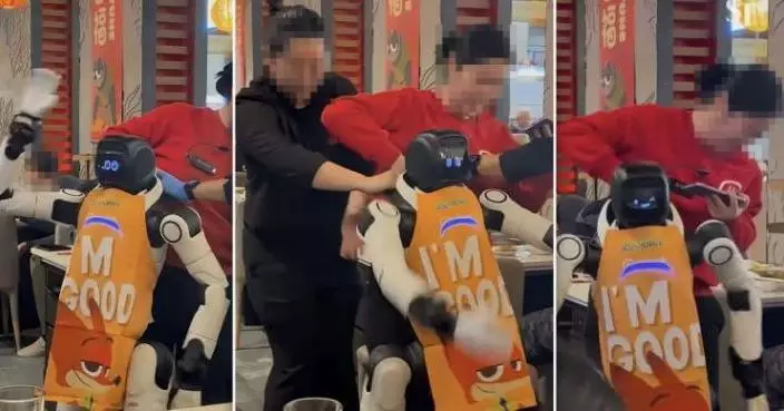 遭誤觸「瘋狂跳舞」鍵 美海底撈「機械人」暴走狂舞險掀桌 3員工圍捕始制止