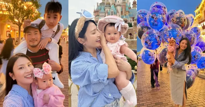 Coffee林芊妤舉家陪大仔去學校旅行 開心與4個月大囡囡齊影港女照