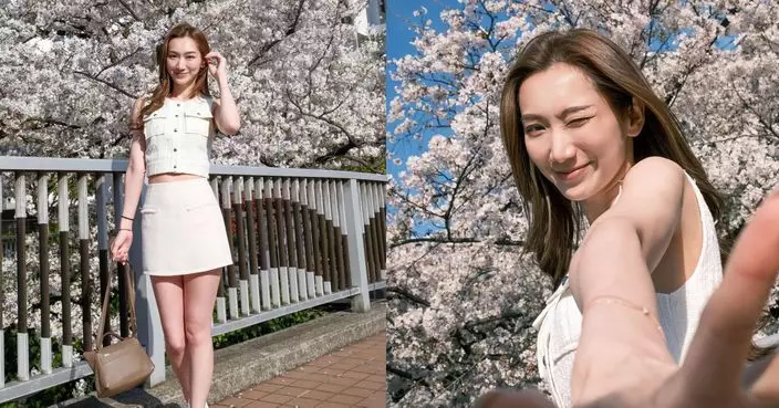 王嘉慧櫻花海前大玩「男友視角」 單眼Wink夠晒可愛