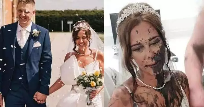 與嫂嫂結怨遭復仇！英新娘婚禮現場被對方闖入潑黑漆毀婚紗留陰影