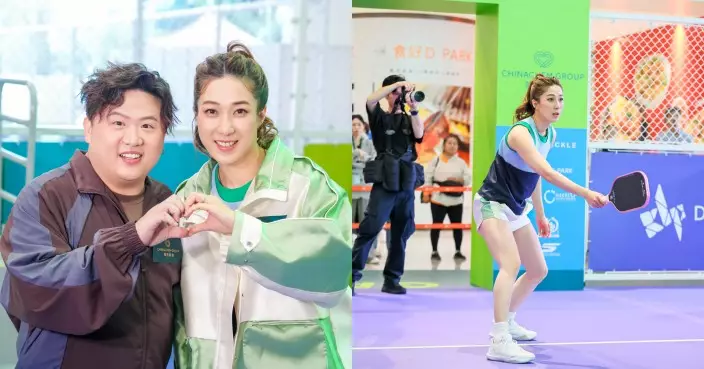 鍾嘉欣孖Fatboy切磋匹克球技 生日月最想同家人打波慶祝