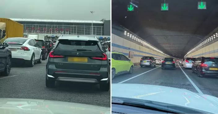 港珠澳大橋返港車龍逾500米 候檢時間超40分鐘