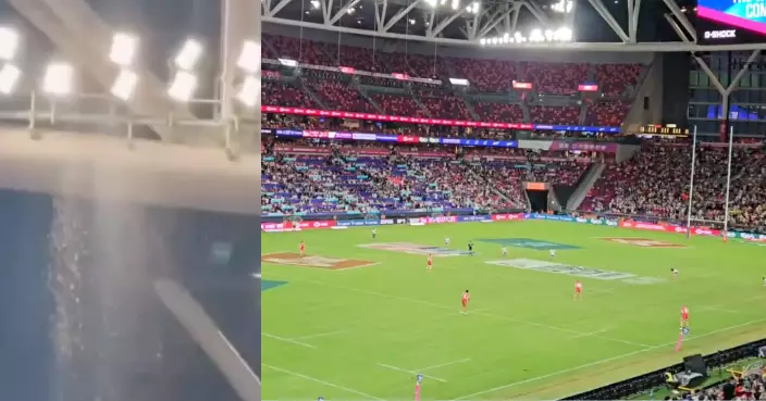 啟德主場館七欖賽事大雨下漏水 園方﹕防漏裝置啟用期間滲水非結構性問題