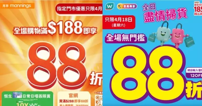 周五六四大連鎖店快閃88折 惠康百佳萬寧屈臣氏優惠詳情一覽