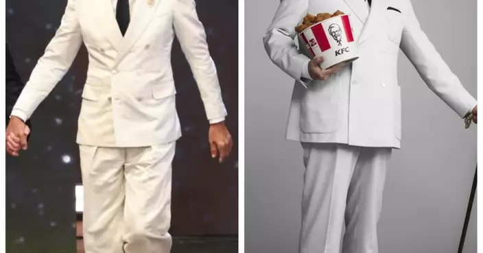 金像獎周潤發白西裝造型爆笑撞樣KFC上校  網民：只差一桶家鄉雞  