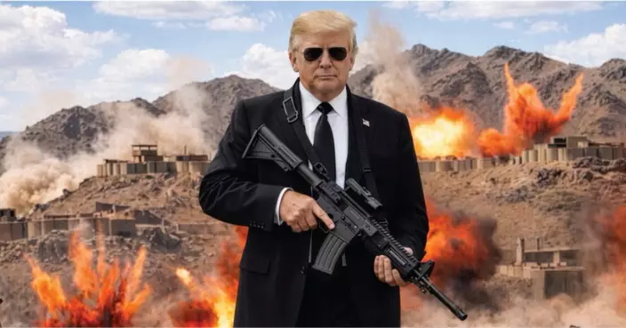 中東局勢｜貼帶黑超持槍合成圖 特朗普籲伊朗「識相」簽署協議　