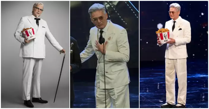 金像獎周潤發白西裝造型爆笑撞樣KFC上校  網民：只差一桶家鄉雞  