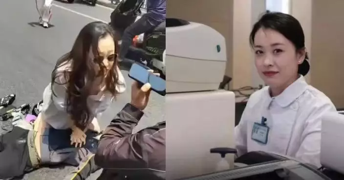 街頭發現外賣員心臟驟停倒地 杭州美女護士跪地急救至恢復意識